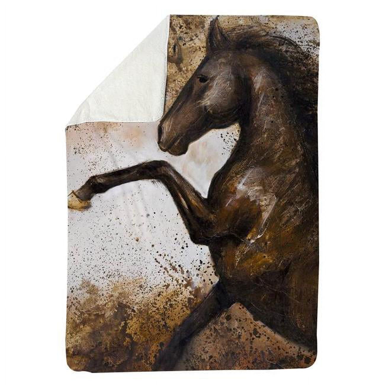 60 x 80 in. Horse Rushing Into The Soil-Sherpa Fleece Blanket