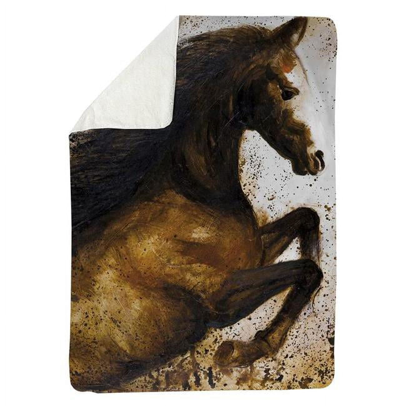 60 x 80 in. Horse Rushing Into The Dust-Sherpa Fleece Blanket
