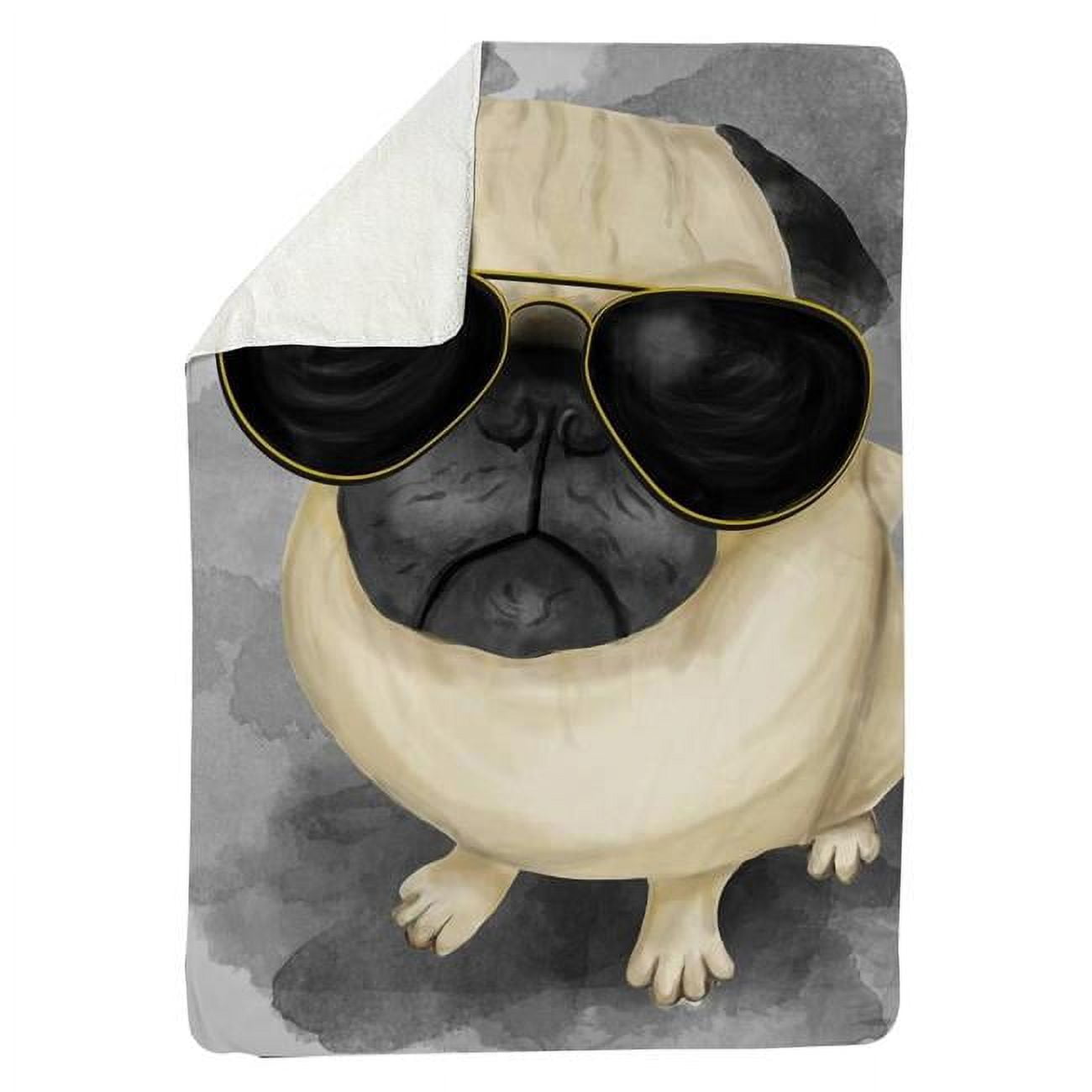 5545-6080-AN94 60 x 80 in. Pug with Style-Sherpa Fleece Blanket