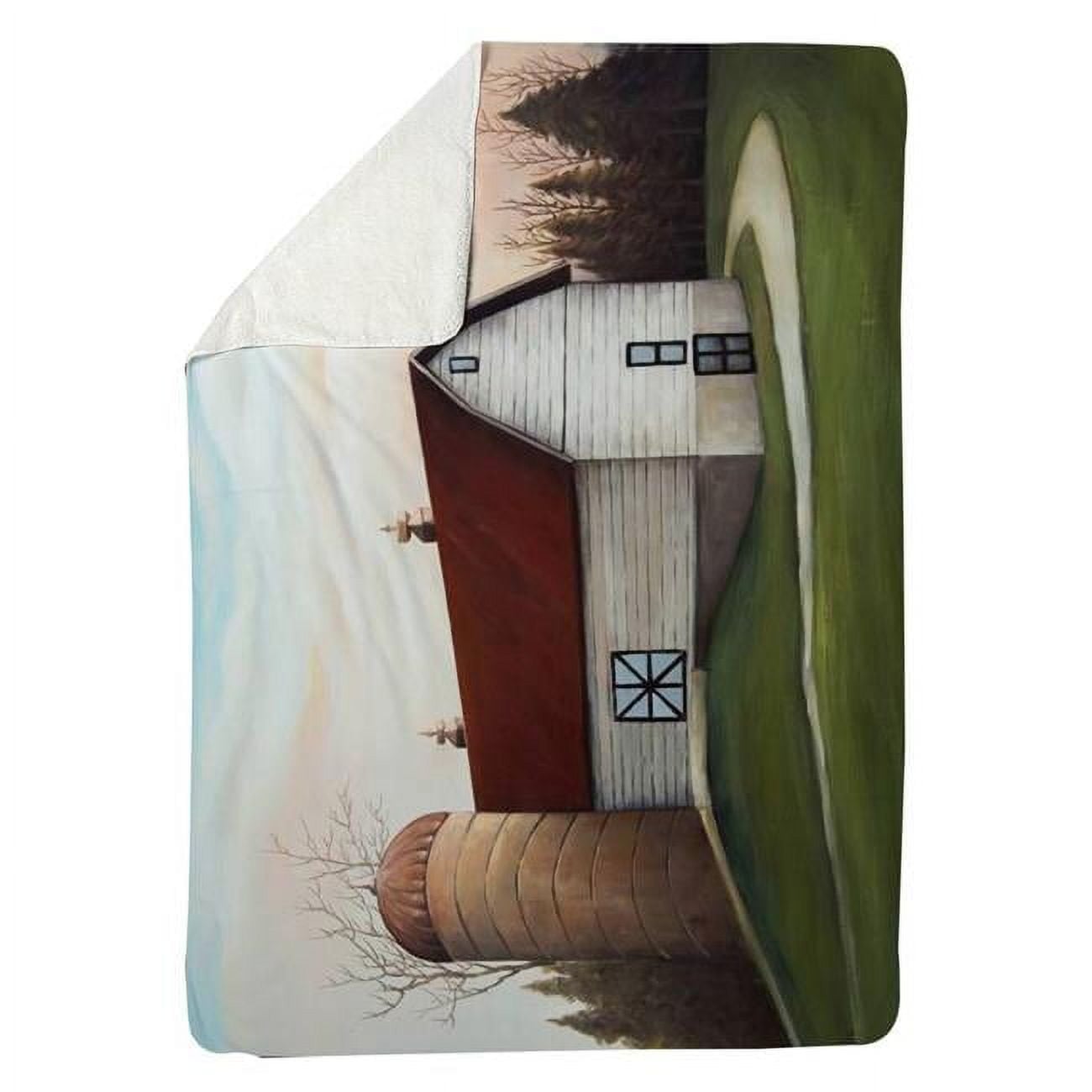 60 x 80 in. White Barn-Sherpa Fleece Blanket