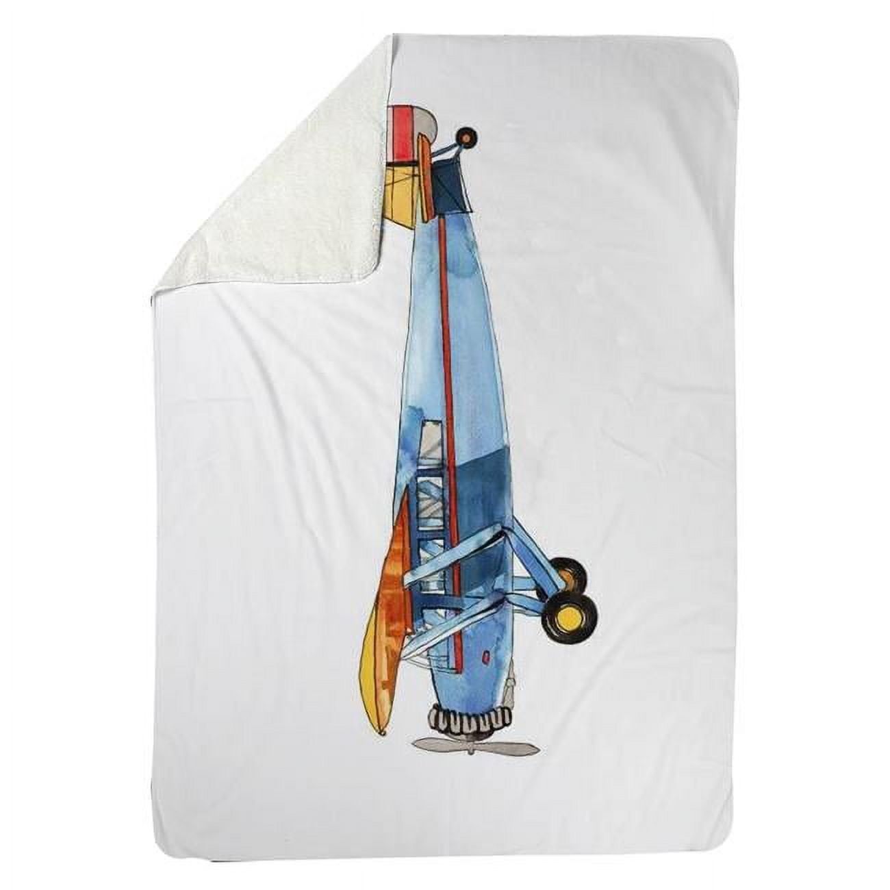60 x 80 in. Small Blue Plane-Sherpa Fleece Blanket
