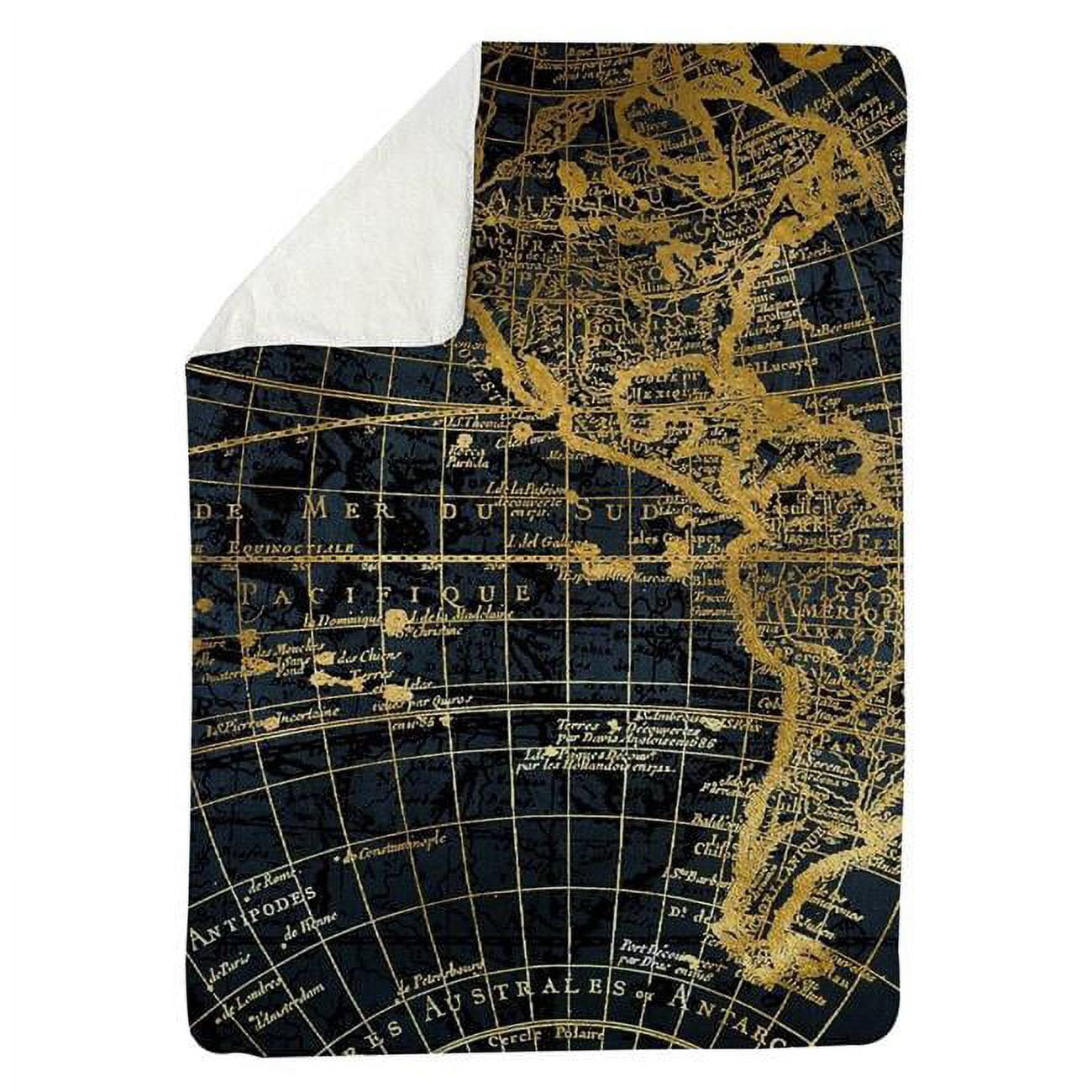60 x 80 in. Blue & Marine World Map Globe-Sherpa Fleece Blanket