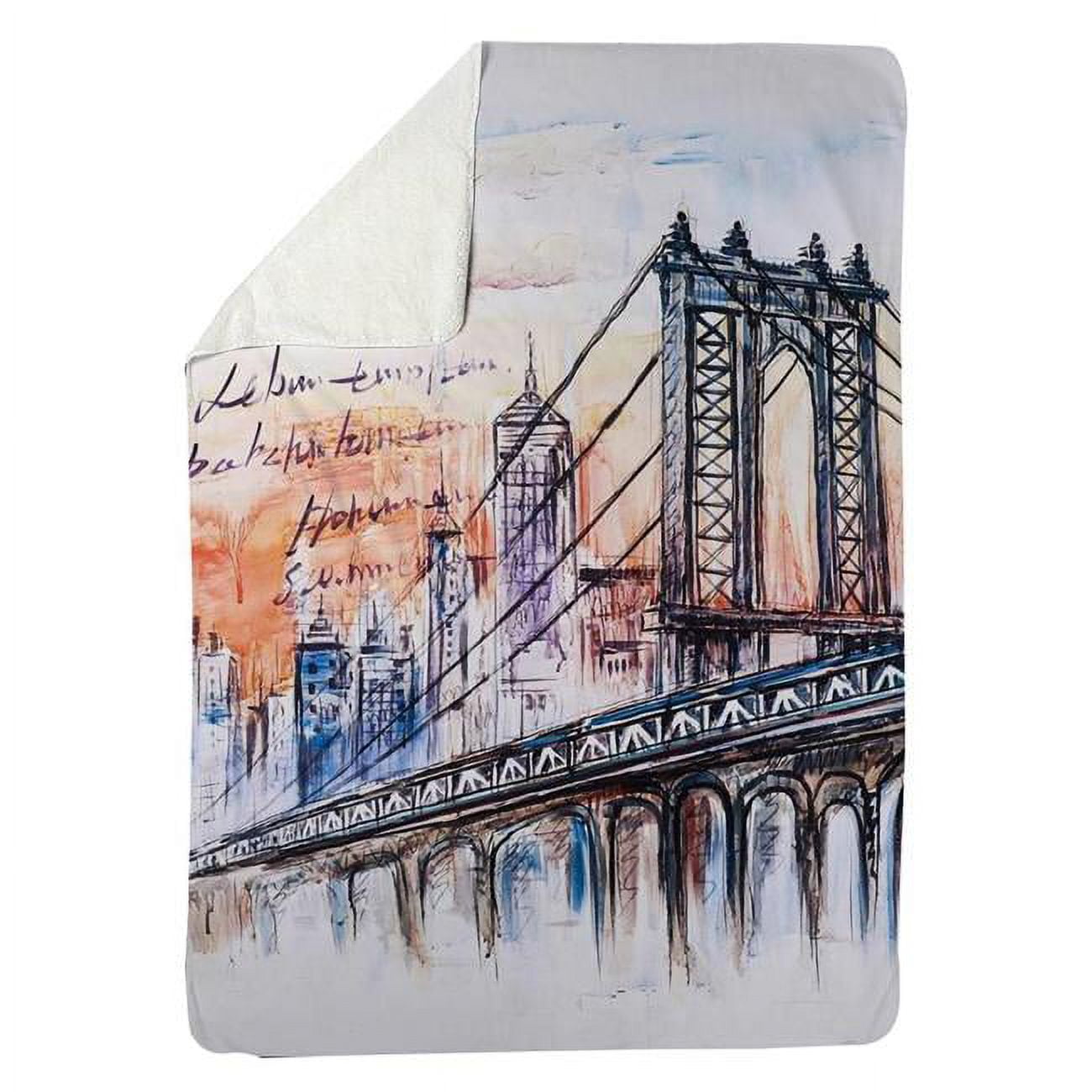 60 x 80 in. Bridge Sketch-Sherpa Fleece Blanket