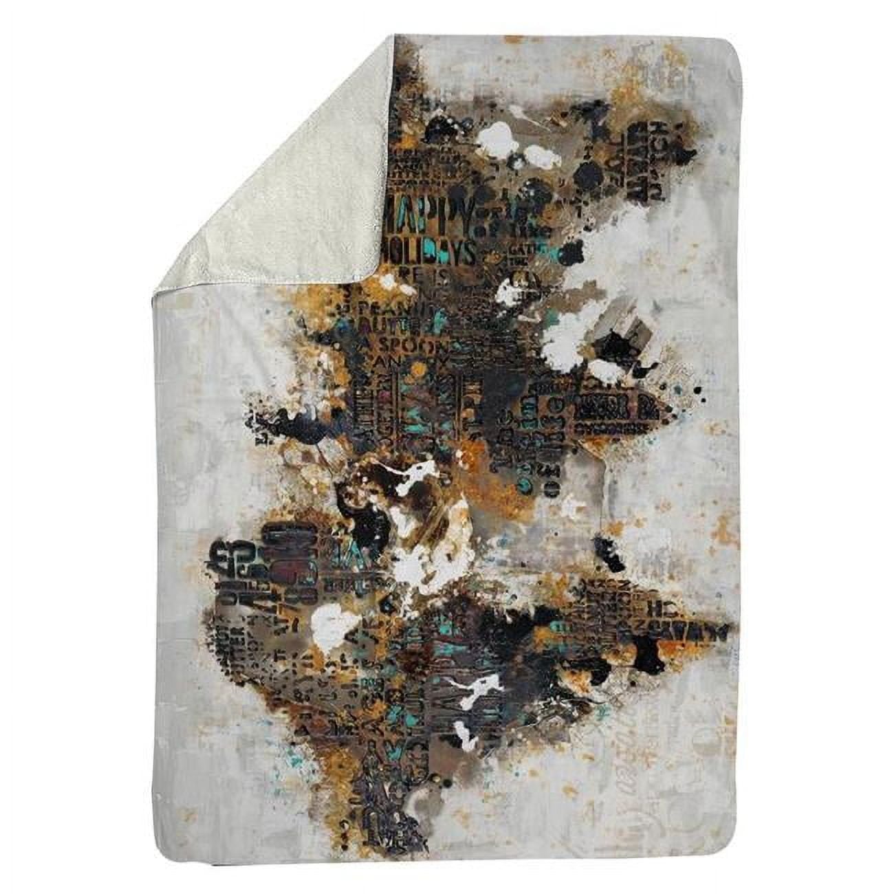 5545-6080-CI146 60 x 80 in. Abstract World Map with Typography-Sherpa Fleece Blanket