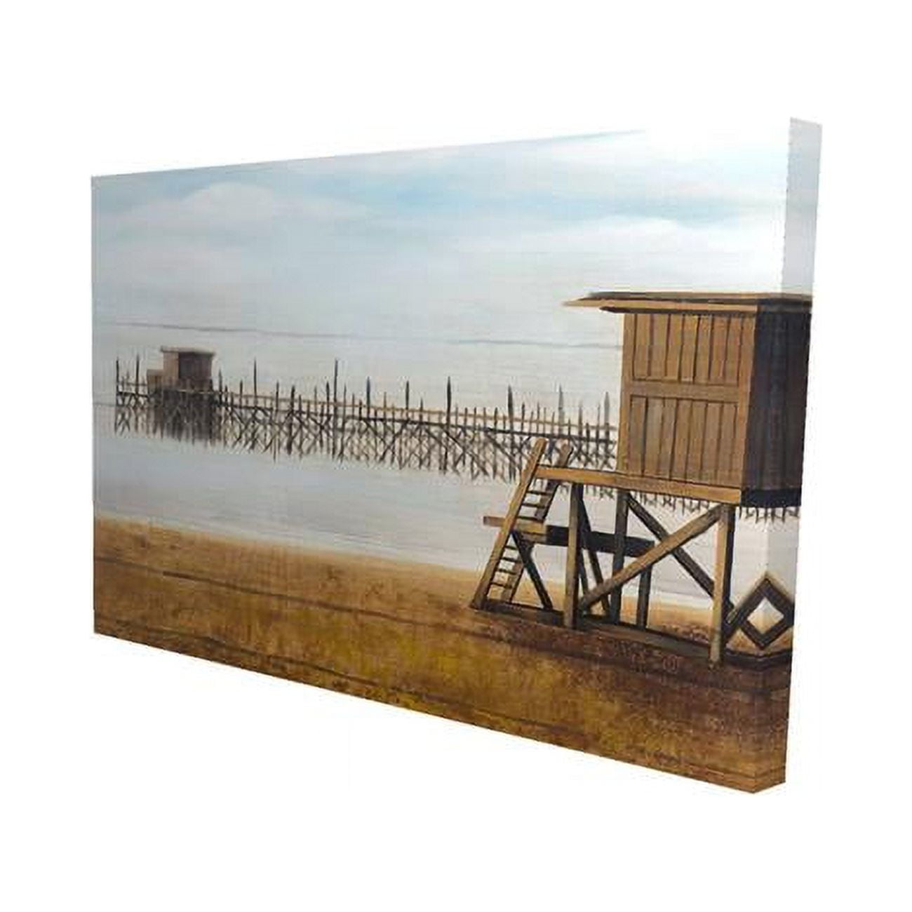 20 x 30 in. Lifeguard Tower At The Beach-Print on Canvas