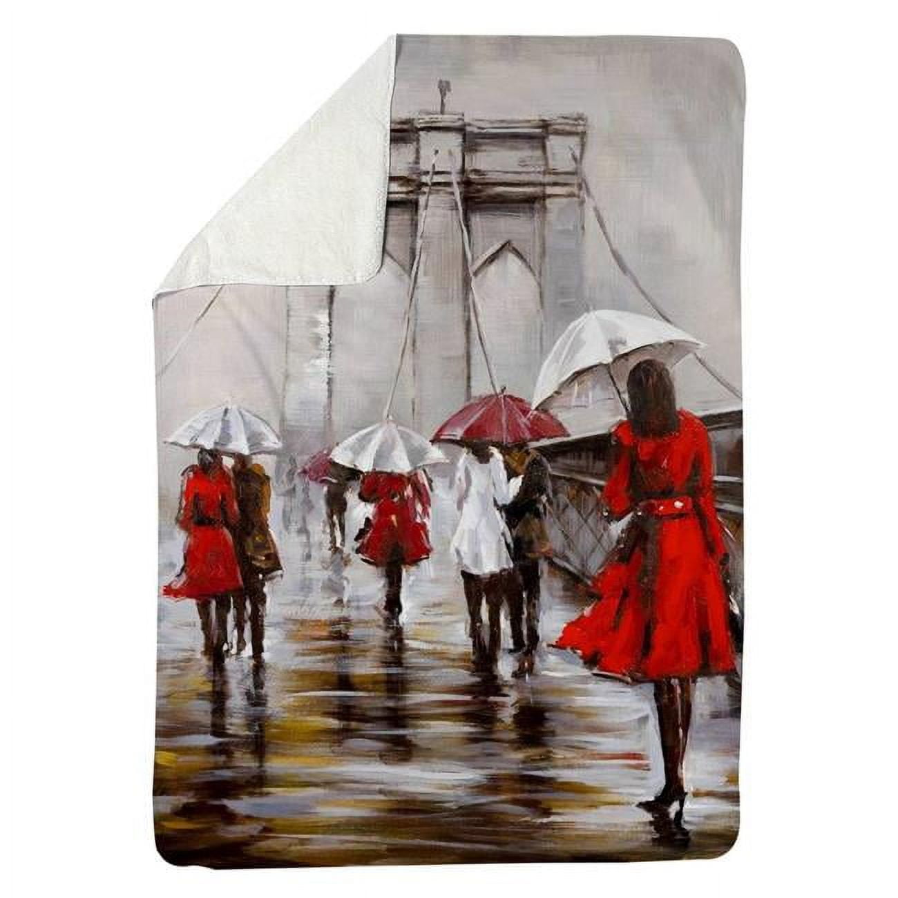60 x 80 in. Walk on the Brooklyn Bridge-Sherpa Fleece Blanket