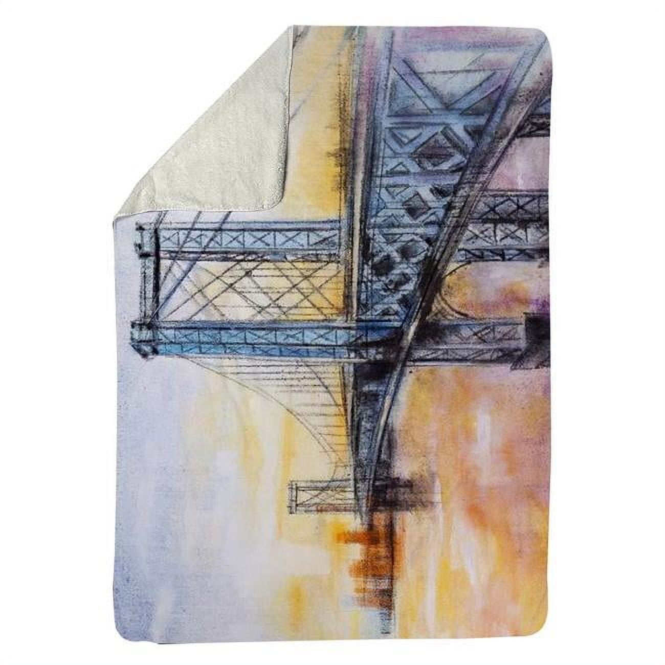 60 x 80 in. Abstract Brooklyn Bridge-Sherpa Fleece Blanket