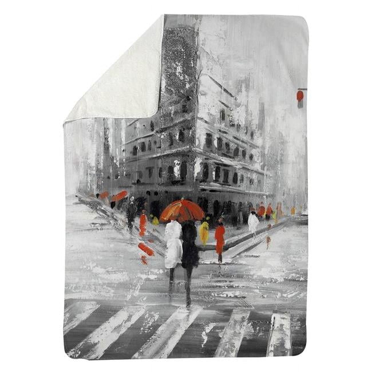 60 x 80 in. Greyish Flatiron Building-Sherpa Fleece Blanket