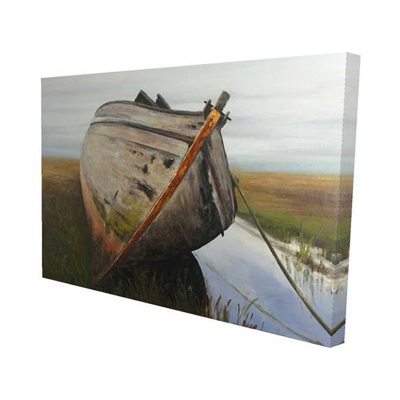 20 x 30 in. Old Abandoned Boat In A Swamp-Print on Canvas