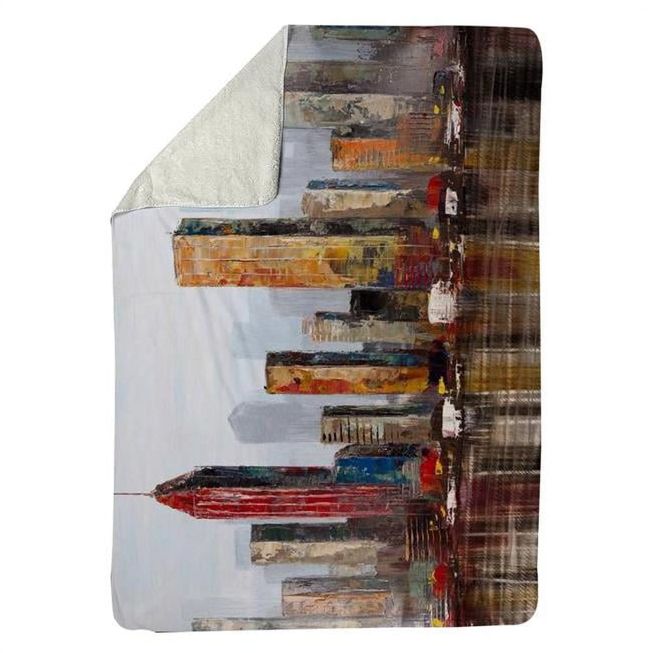 60 x 80 in. Rust Looking City-Sherpa Fleece Blanket