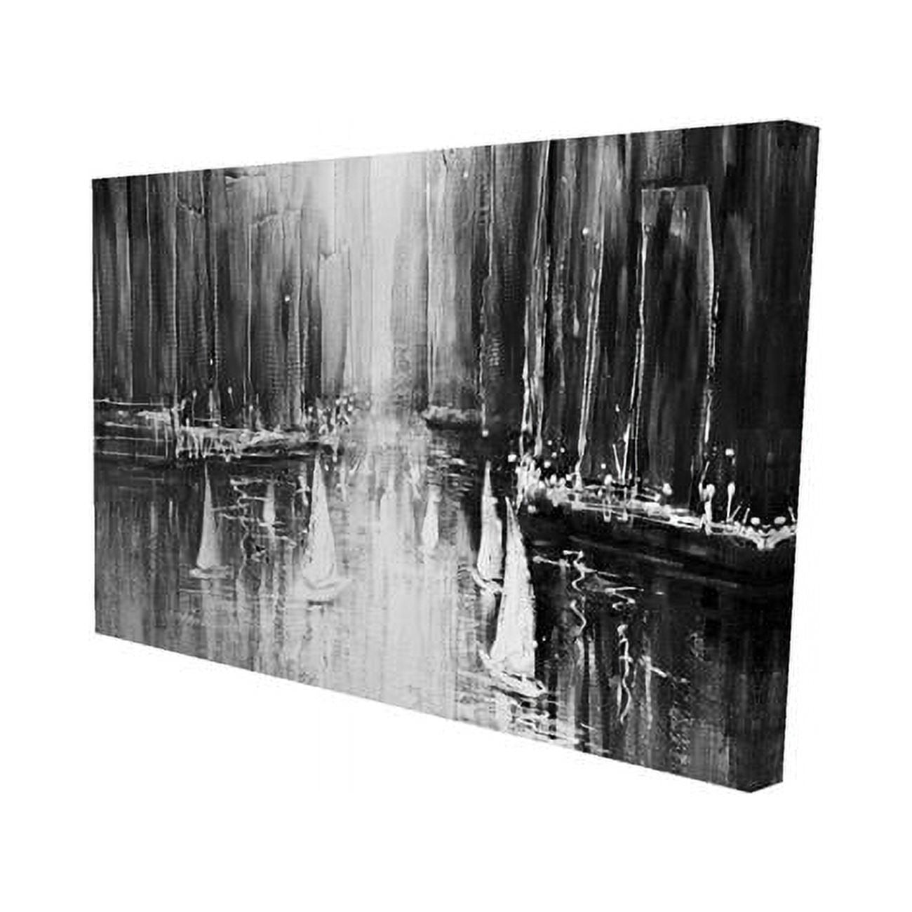 2080-2030-CO4 20 x 30 in. Greyscale Boats on the Water-Print on Canvas