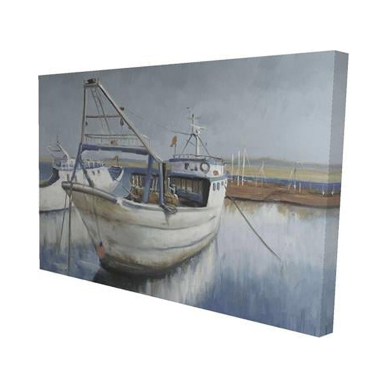 20 x 30 in. Blue Fishing Boat-Print on Canvas
