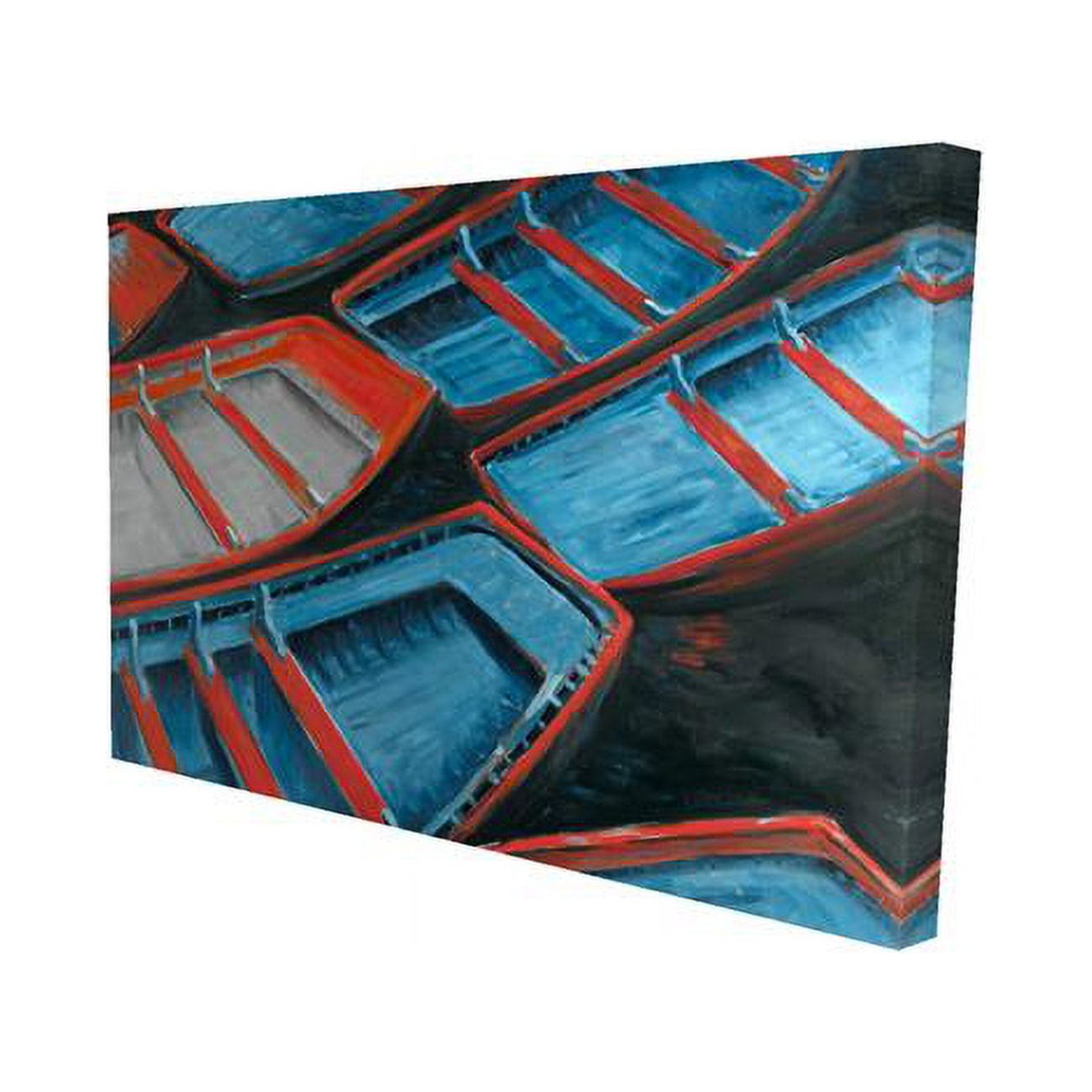20 x 30 in. Small Blue & Red Canoes-Print on Canvas