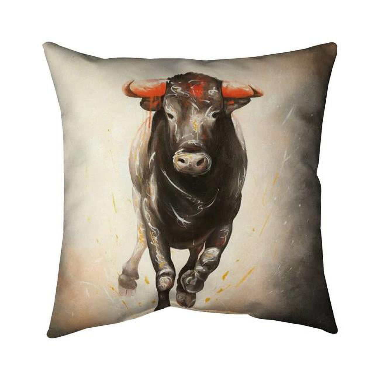 26 x 26 in. Bull Running-Double Sided Print Indoor Pillow Cover