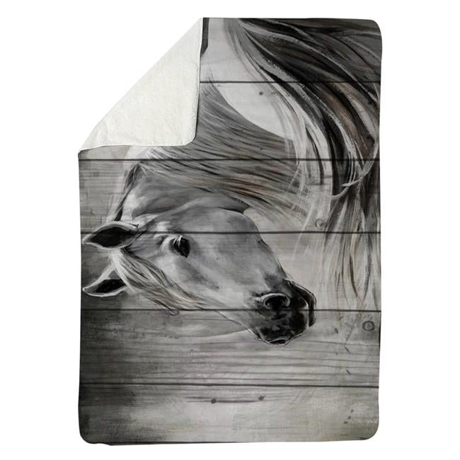 60 x 80 in. Rustic Horse-Sherpa Fleece Blanket