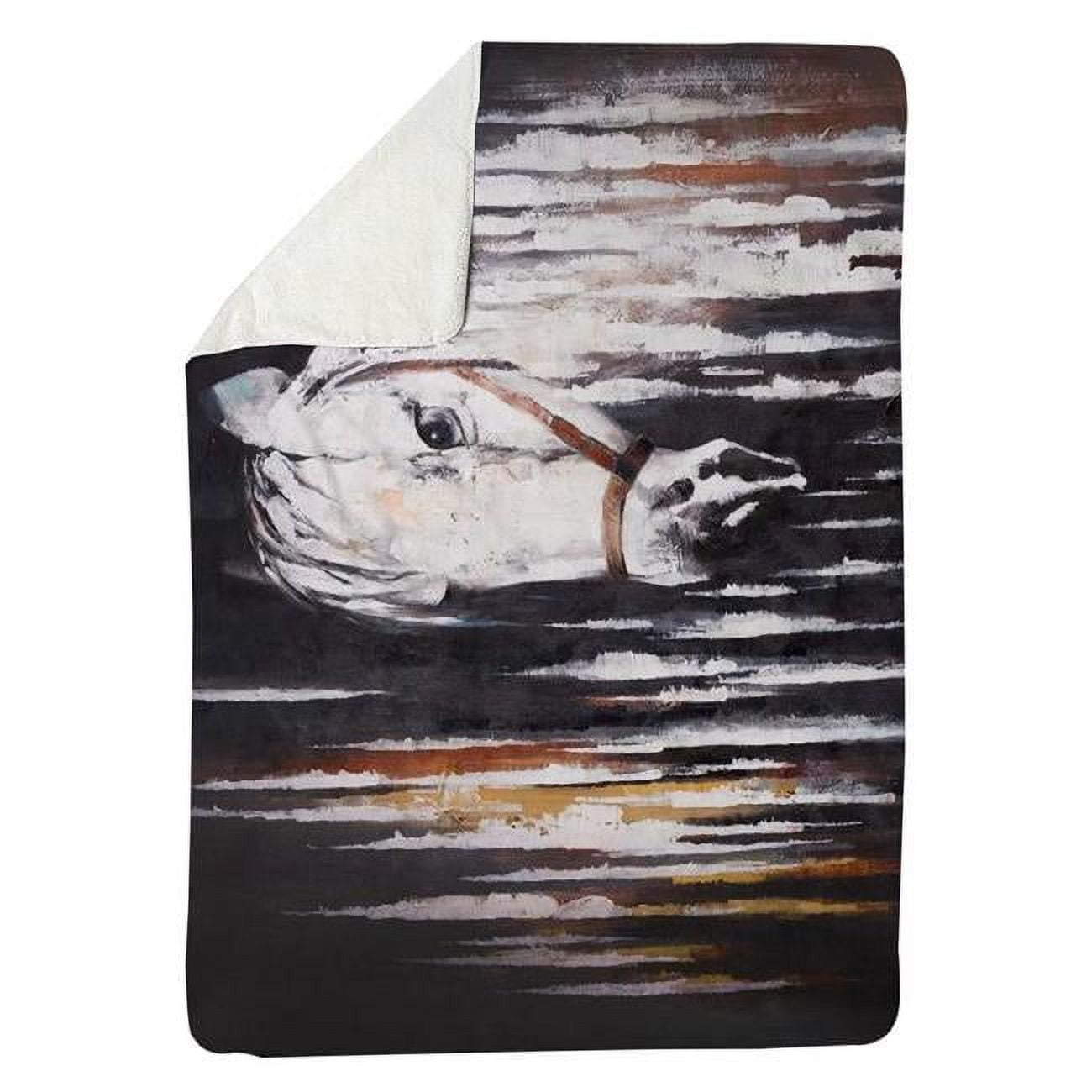 60 x 80 in. White Horse in the Dark-Sherpa Fleece Blanket