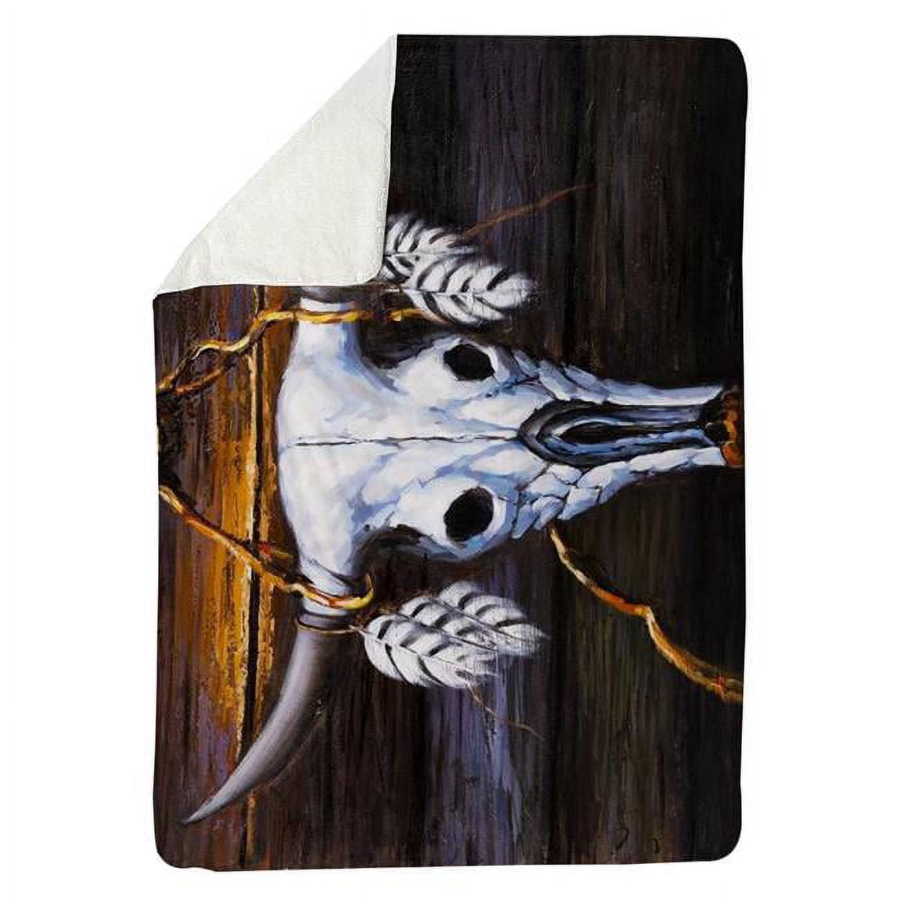 60 x 80 in. Hanged Bull Skull-Sherpa Fleece Blanket