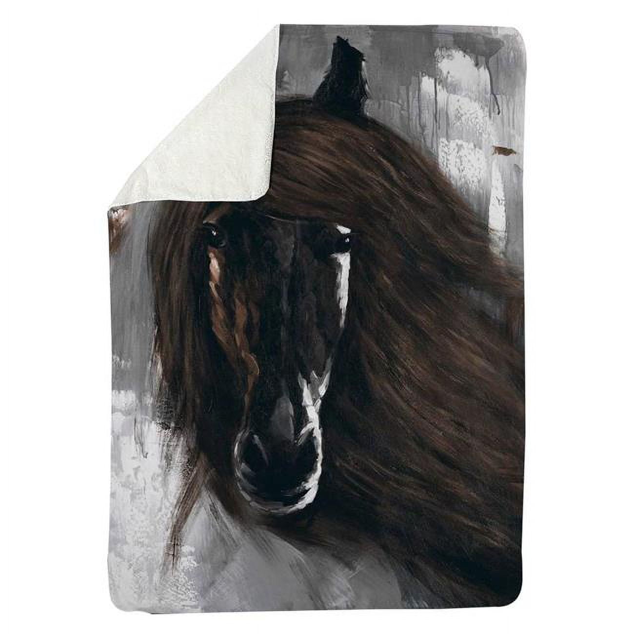60 x 80 in. Dark Brown Horse-Sherpa Fleece Blanket