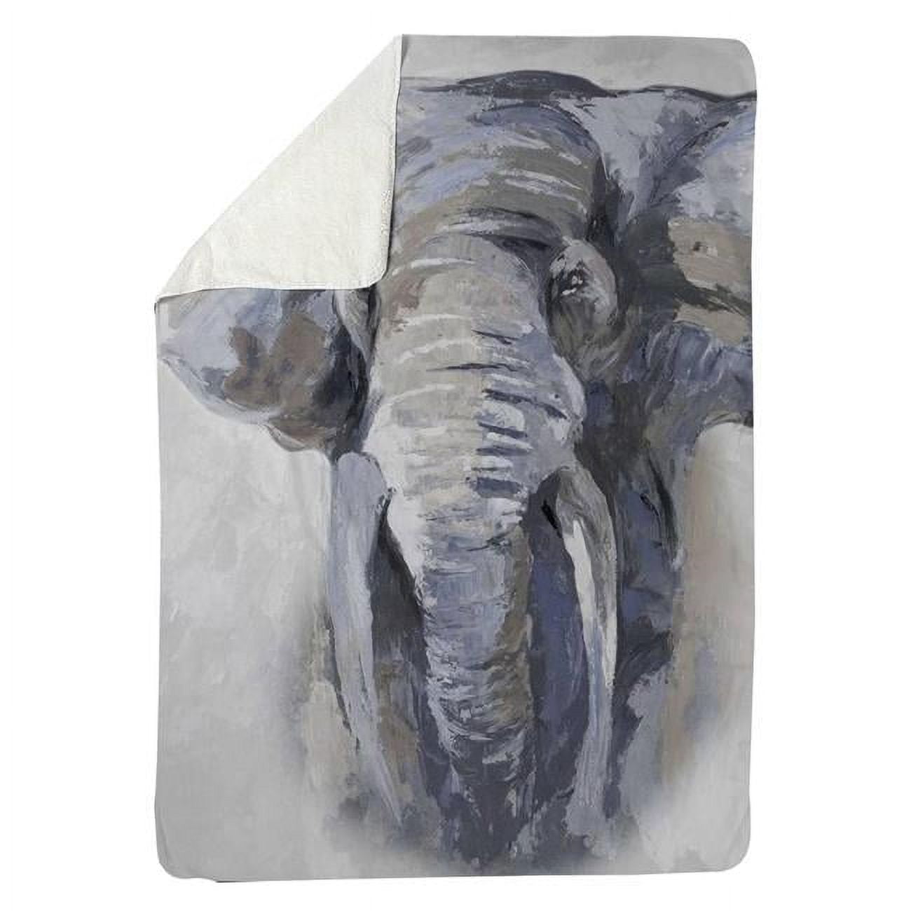 60 x 80 in. Pastel Blue Elephant-Sherpa Fleece Blanket