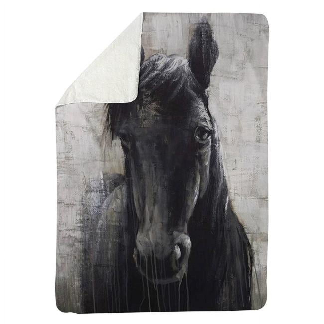 60 x 80 in. Black Horse-Sherpa Fleece Blanket