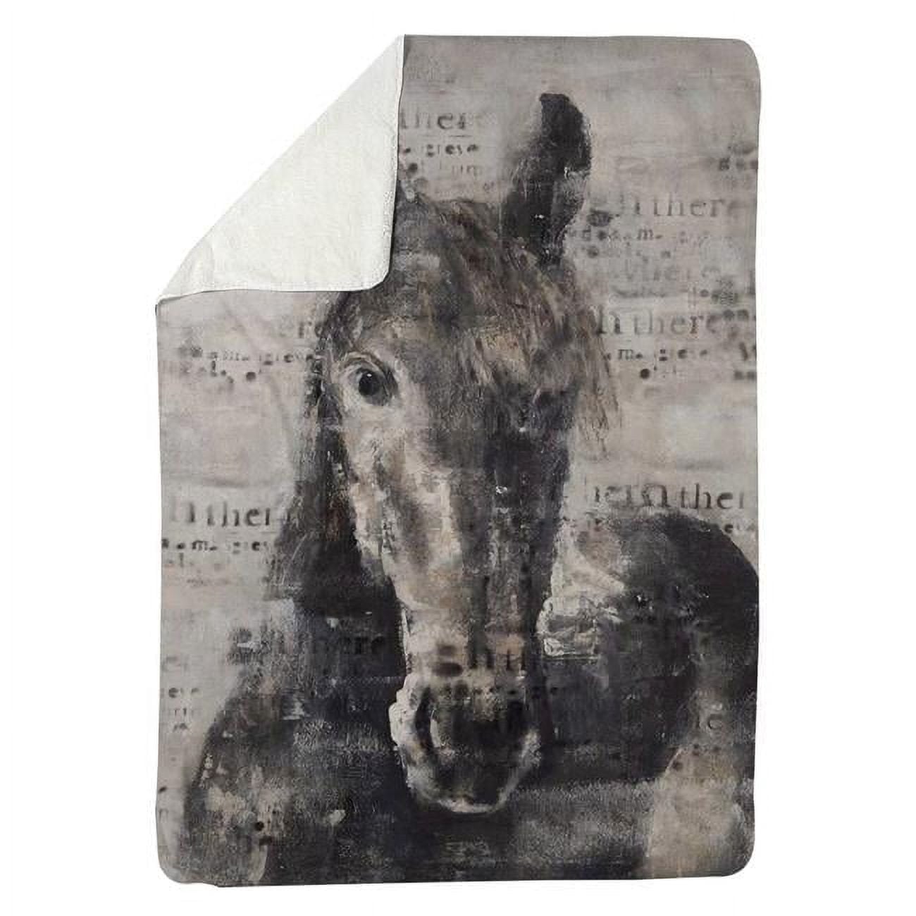 5545-6080-AN144 60 x 80 in. Abstract Horse with Typography-Sherpa Fleece Blanket