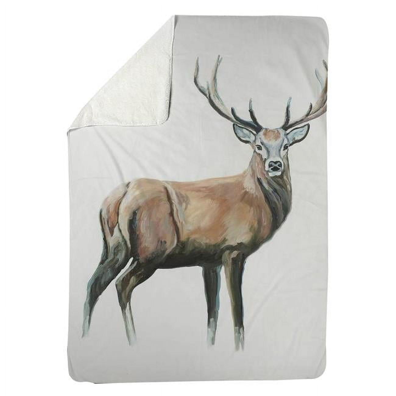 60 x 80 in. Deer-Sherpa Fleece Blanket