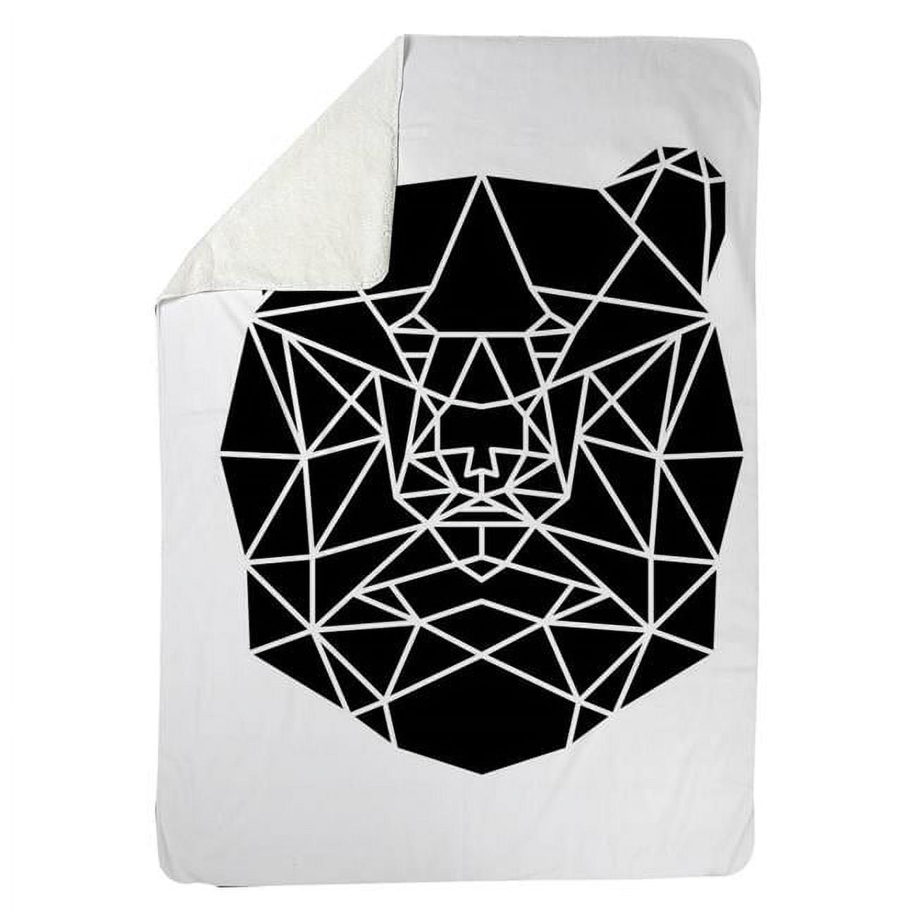60 x 80 in. Geometric Bear Head-Sherpa Fleece Blanket
