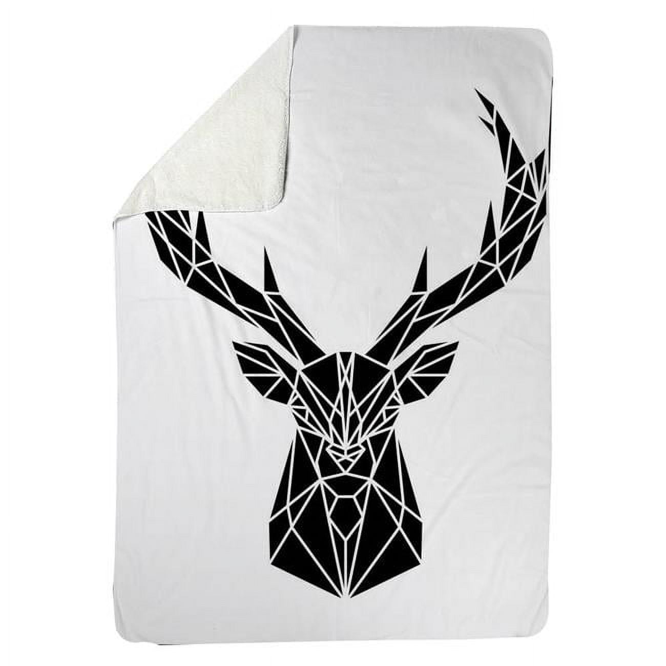 60 x 80 in. Geometric Deer Head-Sherpa Fleece Blanket