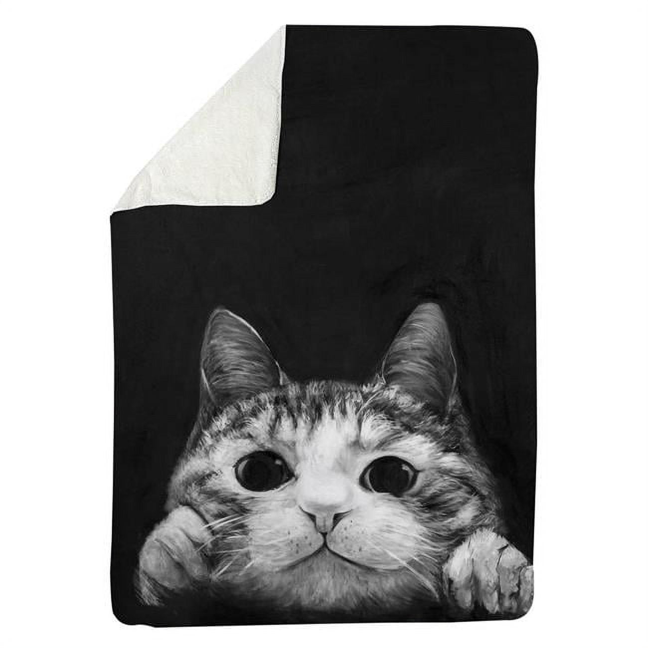 60 x 80 in. Curious Cat-Sherpa Fleece Blanket