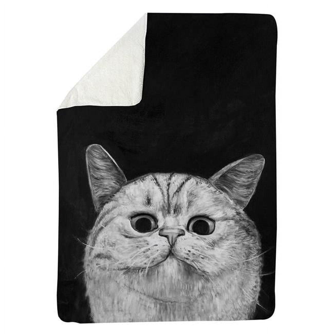 60 x 80 in. Watching Cat-Sherpa Fleece Blanket
