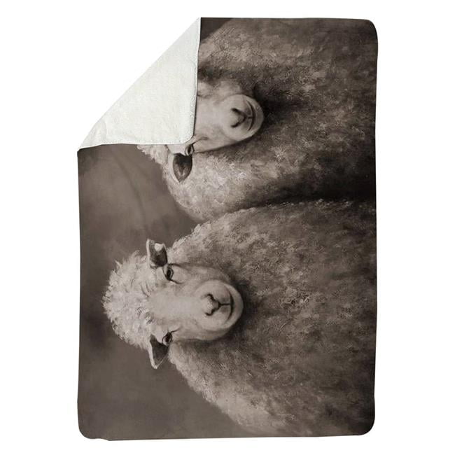 60 x 80 in. Sheep Sepia-Sherpa Fleece Blanket