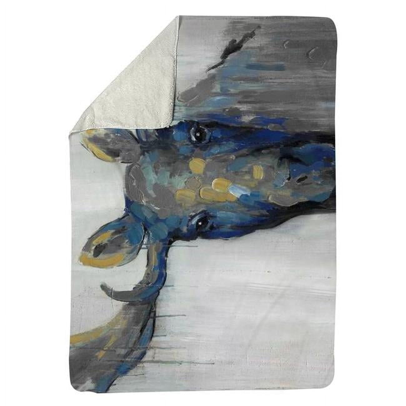 60 x 80 in. Blue Moose-Sherpa Fleece Blanket