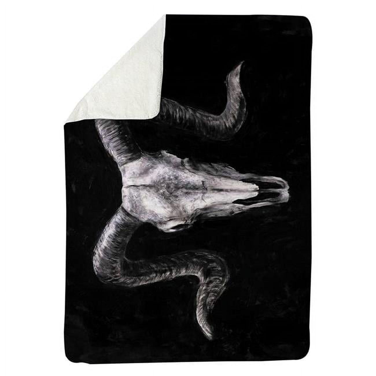 60 x 80 in. Ram Skull Grunge Style-Sherpa Fleece Blanket