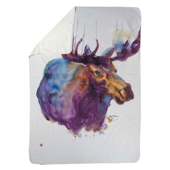 60 x 80 in. Abstract Moose-Sherpa Fleece Blanket
