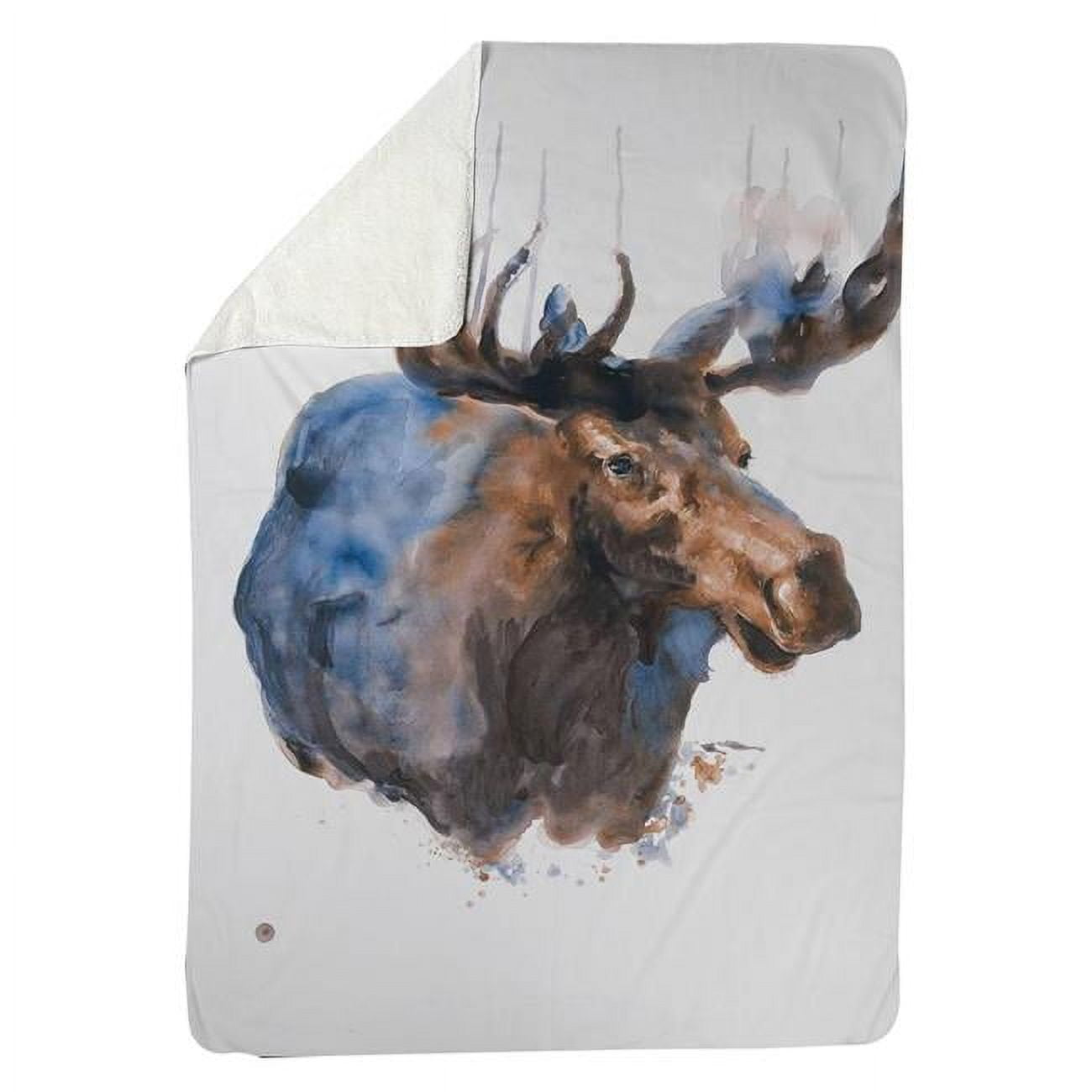 60 x 80 in. Abstract Blue Moose-Sherpa Fleece Blanket