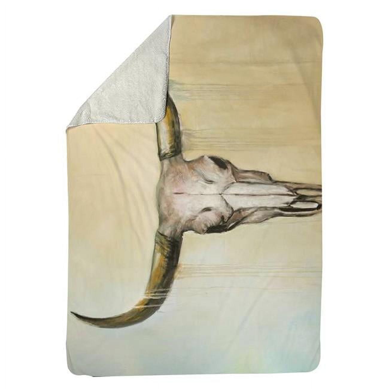 60 x 80 in. Cow Skull-Sherpa Fleece Blanket