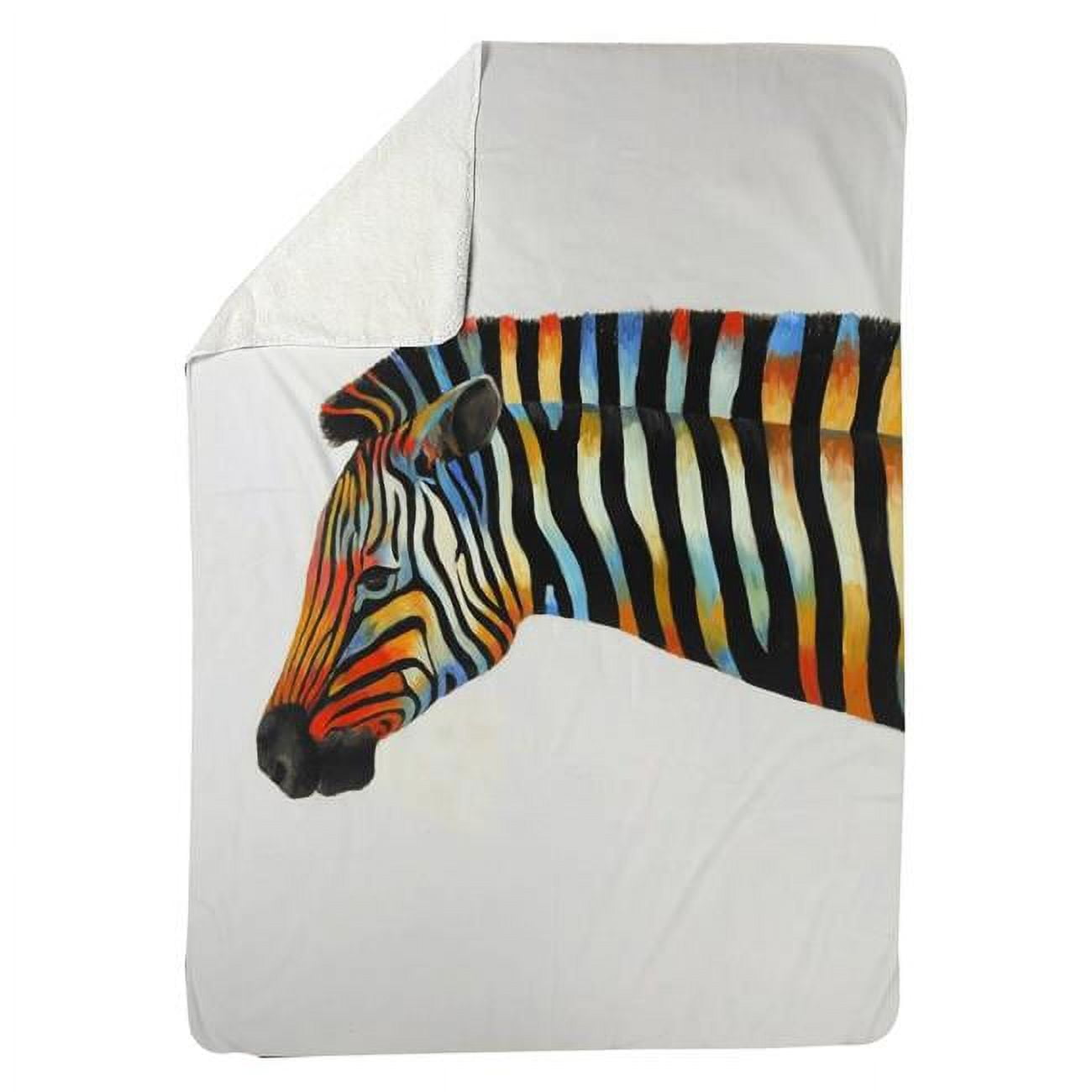 60 x 80 in. Colorful Zebra-Sherpa Fleece Blanket