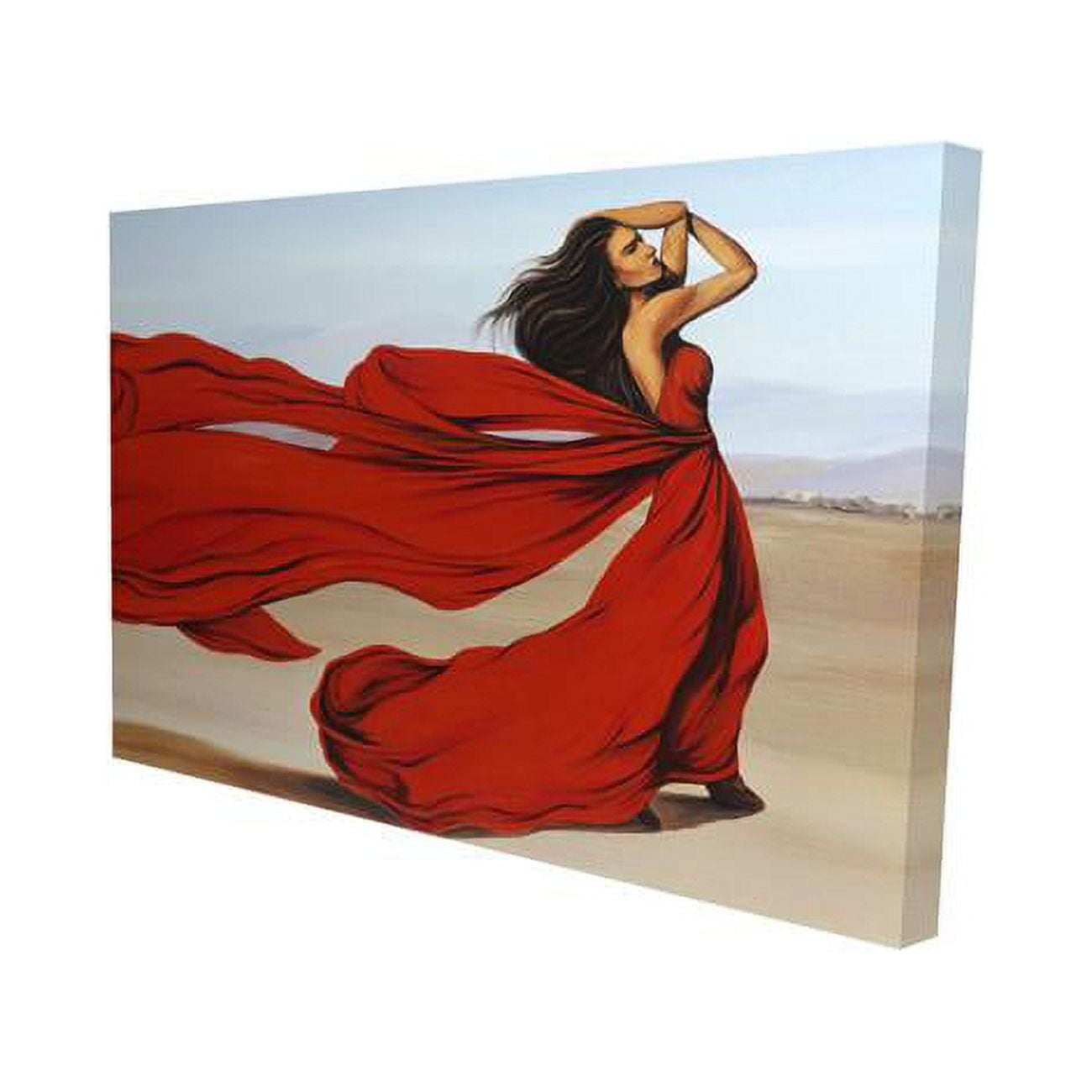 20 x 30 in. Woman with A Long Red Dress in the Desert-Print on Canvas