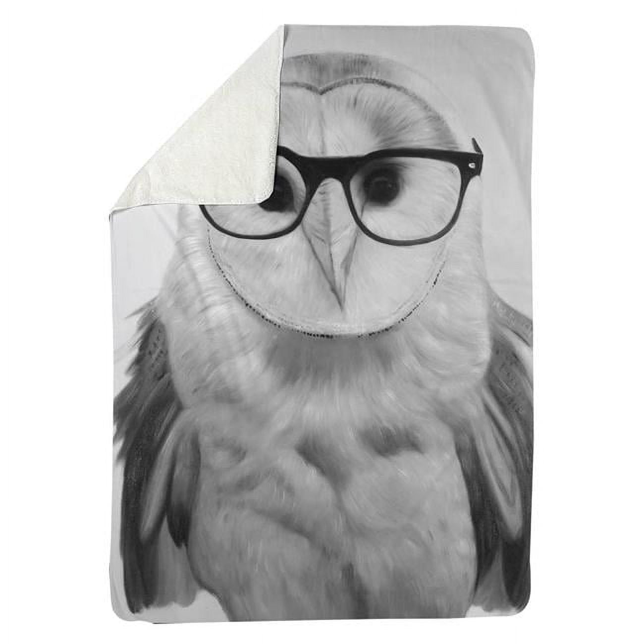 5545-6080-AN295 60 x 80 in. Realistic Barn Owl with Glasses-Sherpa Fleece Blanket
