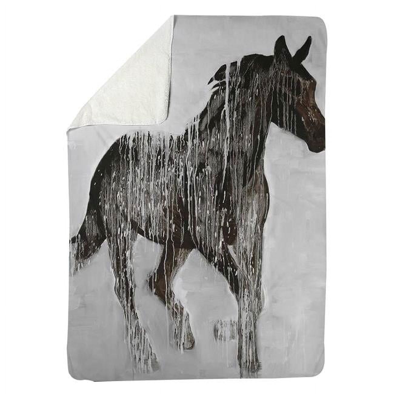 60 x 80 in. Abstract Brown Horse-Sherpa Fleece Blanket