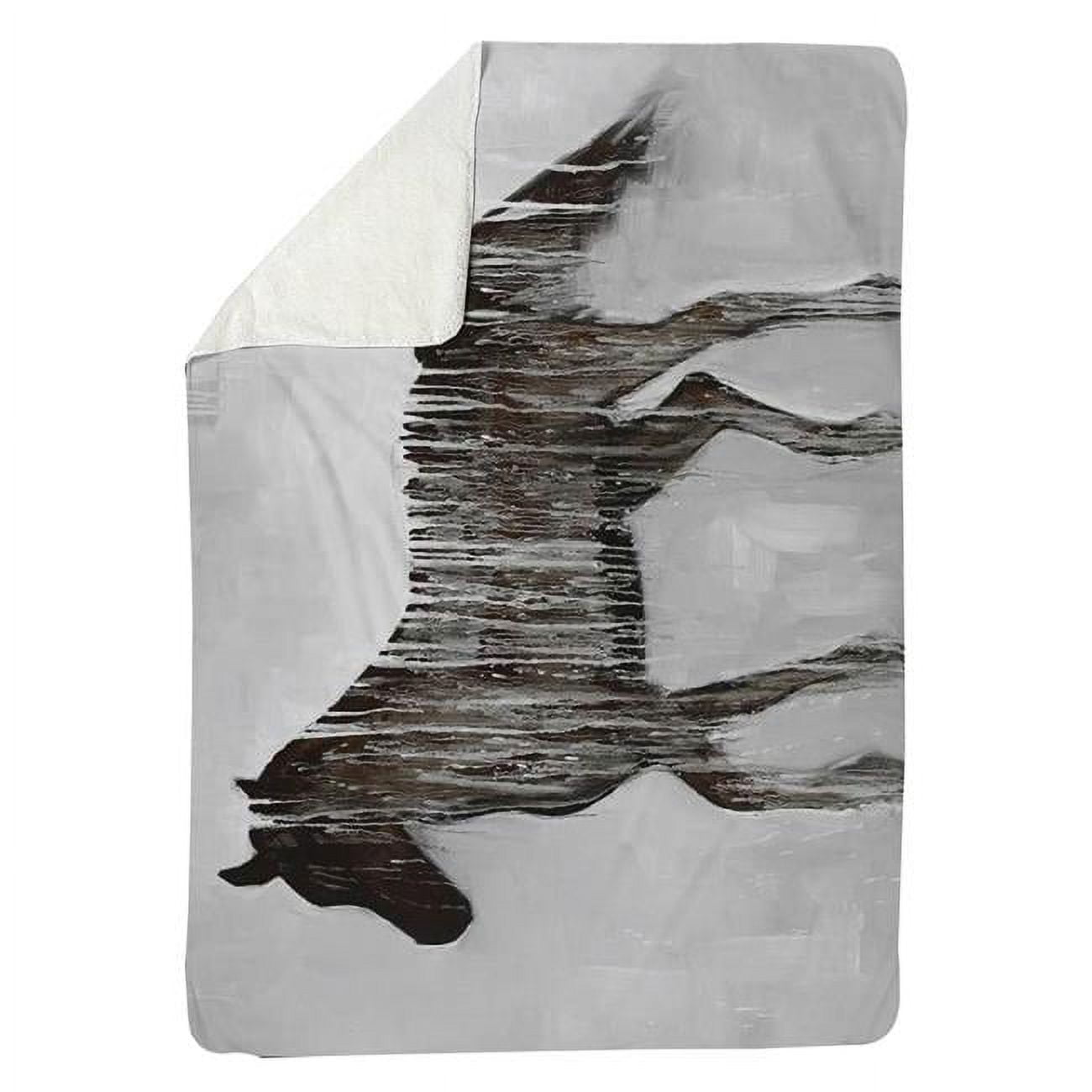 60 x 80 in. Gambading Abstract Horse-Sherpa Fleece Blanket