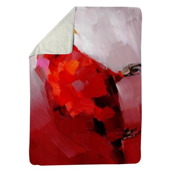 60 x 80 in. Abstract Red Parrot-Sherpa Fleece Blanket