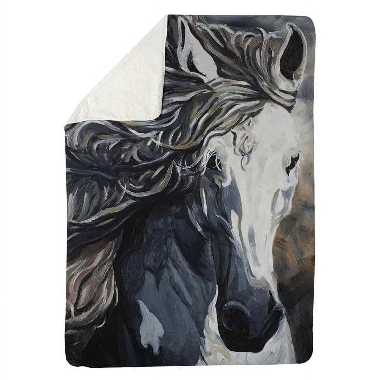 60 x 80 in. Front Wild Horse-Sherpa Fleece Blanket