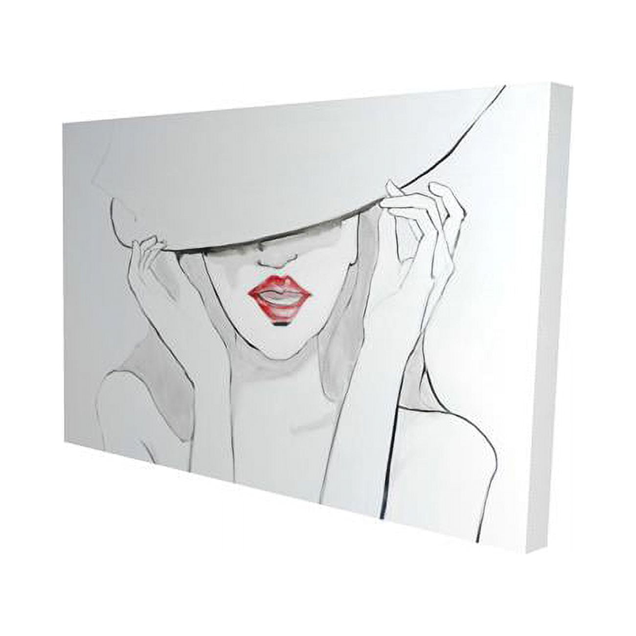 20 x 30 in. Woman with Big Hat-Print on Canvas