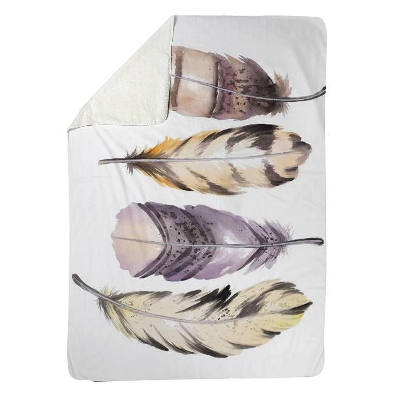 60 x 80 in. Purple Feather Set-Sherpa Fleece Blanket
