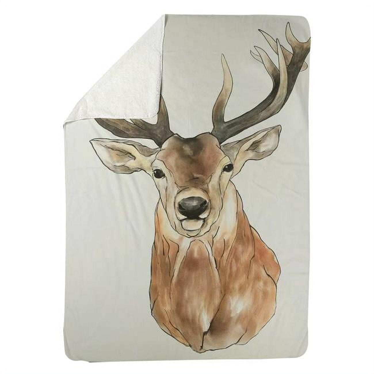 60 x 80 in. Front Deer Portrait-Sherpa Fleece Blanket