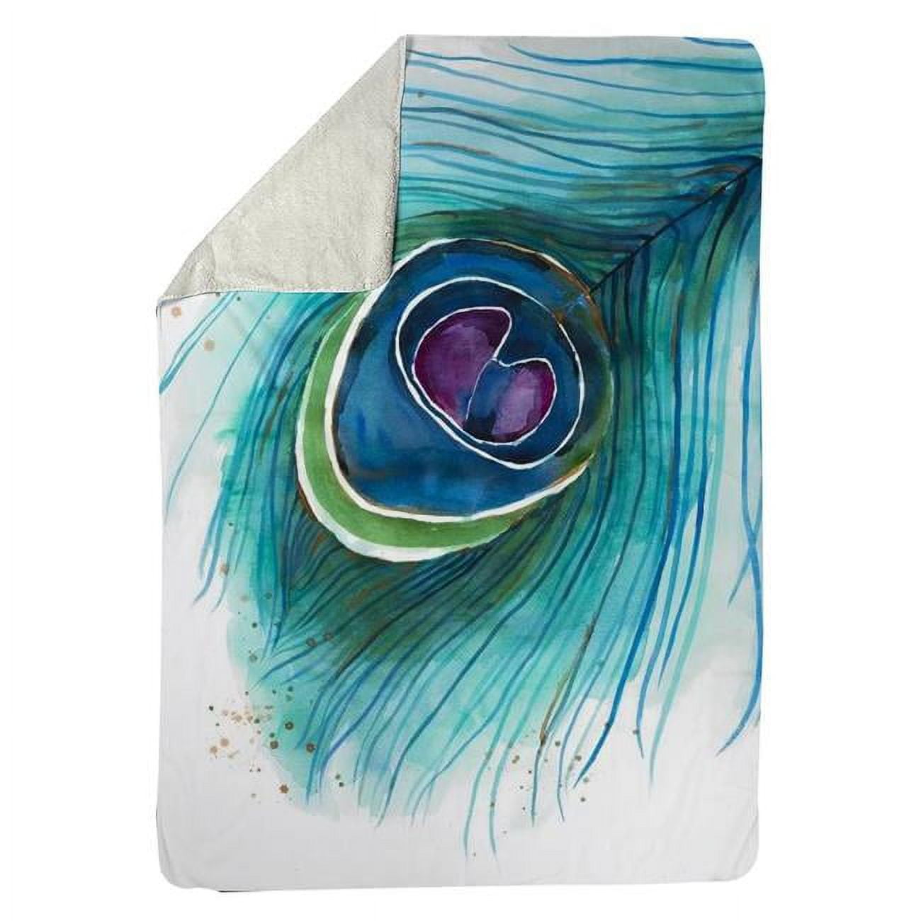 60 x 80 in. Peacock Feather Closeup-Sherpa Fleece Blanket