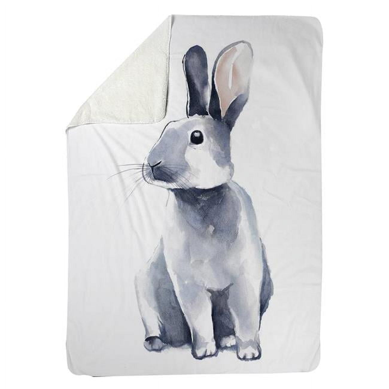 60 x 80 in. Grey Curious Rabbit-Sherpa Fleece Blanket