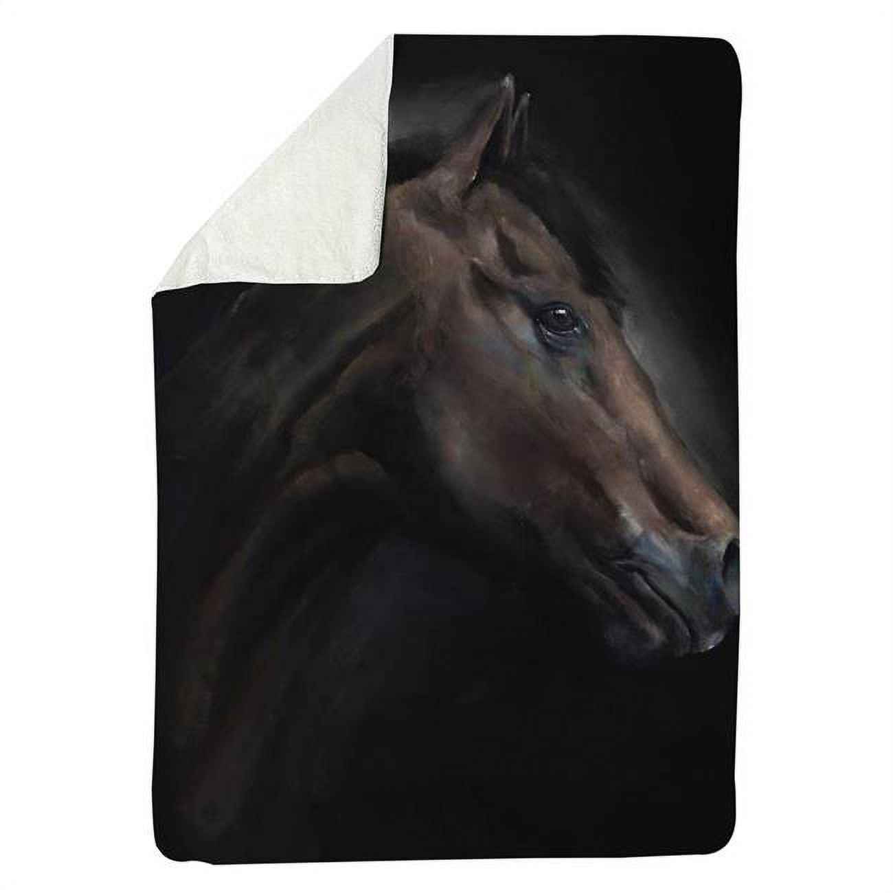 60 x 80 in. Loneliness Horse-Sherpa Fleece Blanket