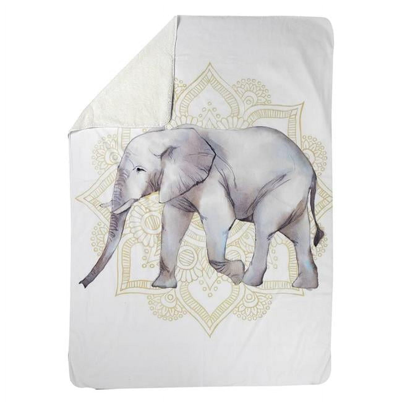 60 x 80 in. Elephant on Mandalas-Sherpa Fleece Blanket